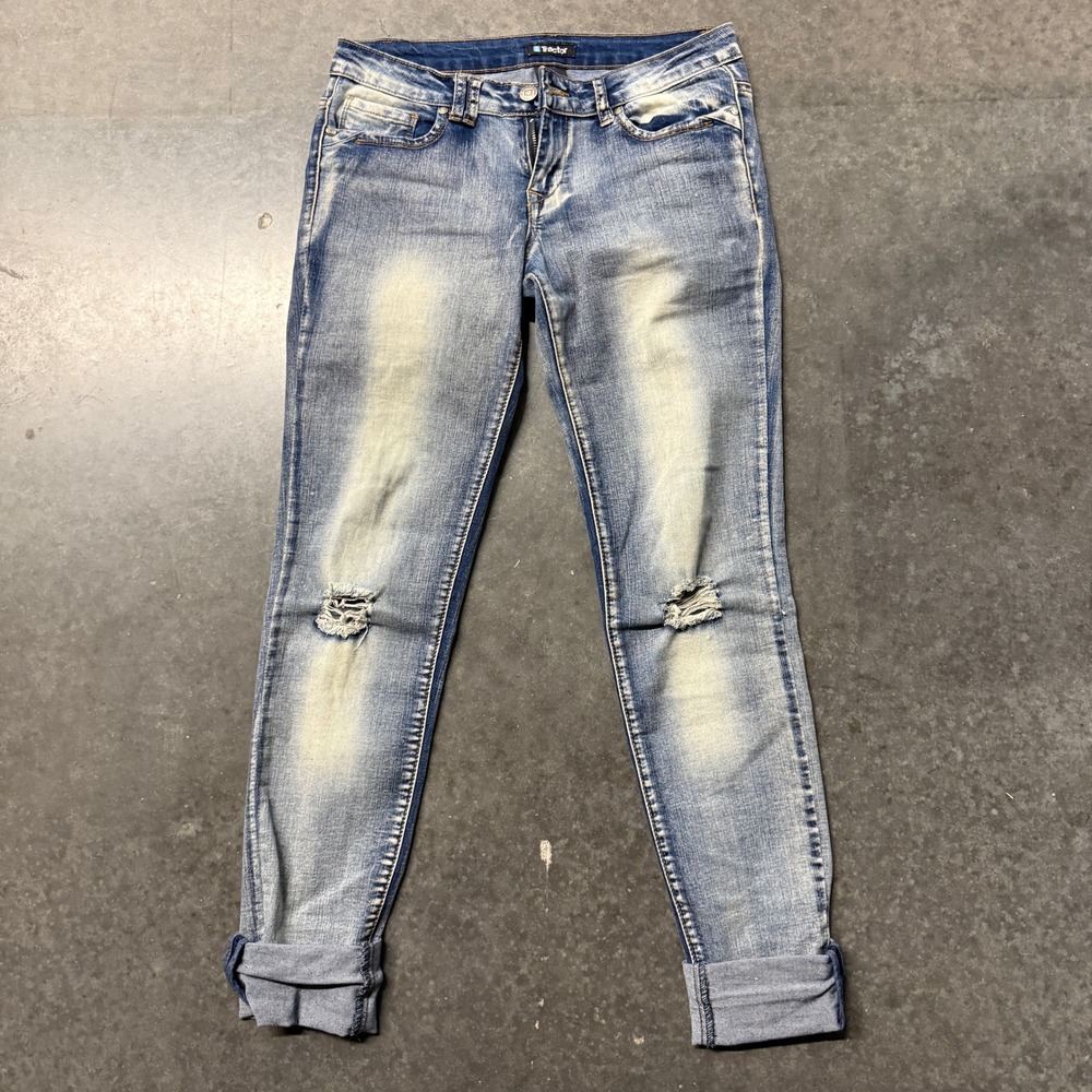 Tractor Jeans Womens 5 Light Wash Distressed Slim Skinny Low Rise Denim Pants